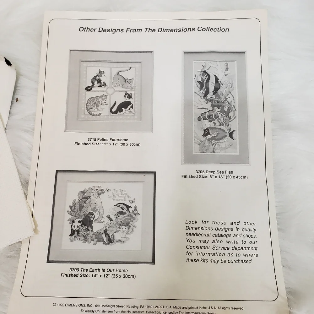 Vintage Dimensions counted cross stitch garden cat - Picture 7 of 11